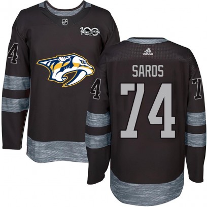 Men's Authentic Nashville Predators Juuse Saros 1917-2017 100th Anniversary Jersey - Black