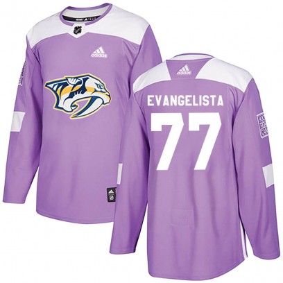 Men's Authentic Nashville Predators Luke Evangelista Adidas Fights Cancer Practice Jersey - Purple
