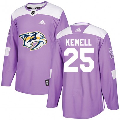 Men's Authentic Nashville Predators Joakim Kemell Adidas Fights Cancer Practice Jersey - Purple