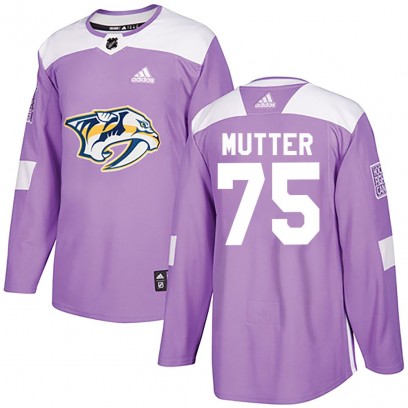 Men's Authentic Nashville Predators Navrin Mutter Adidas Fights Cancer Practice Jersey - Purple