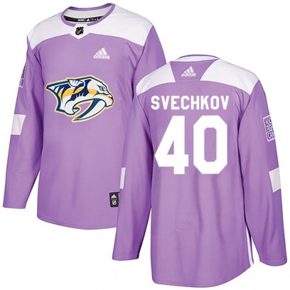 Men's Authentic Nashville Predators Fedor Svechkov Adidas Fights Cancer Practice Jersey - Purple