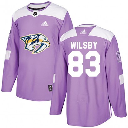 Men's Authentic Nashville Predators Adam Wilsby Adidas Fights Cancer Practice Jersey - Purple
