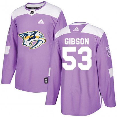 Youth Authentic Nashville Predators Andrew Gibson Adidas Fights Cancer Practice Jersey - Purple