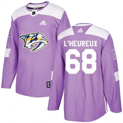Youth Authentic Nashville Predators Zachary L'Heureux Adidas Fights Cancer Practice Jersey - Purple