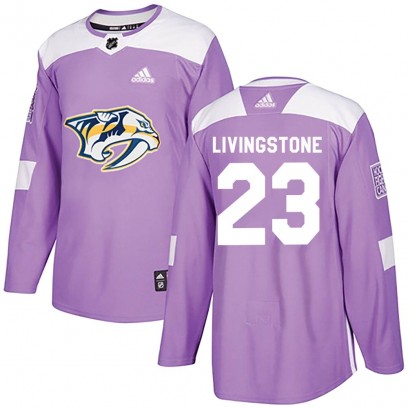 Youth Authentic Nashville Predators Jake Livingstone Adidas Fights Cancer Practice Jersey - Purple