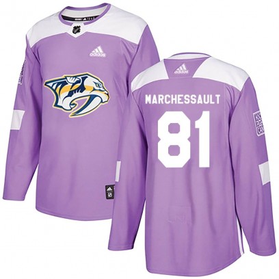 Youth Authentic Nashville Predators Jonathan Marchessault Adidas Fights Cancer Practice Jersey - Purple