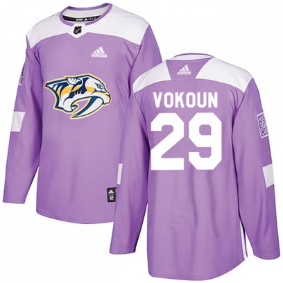 Youth Authentic Nashville Predators Tomas Vokoun Adidas Fights Cancer Practice Jersey - Purple