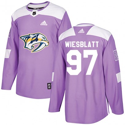 Youth Authentic Nashville Predators Oasiz Wiesblatt Adidas Fights Cancer Practice Jersey - Purple