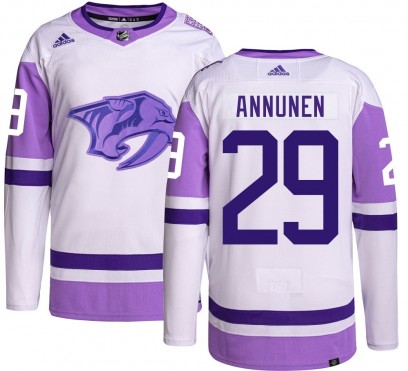 Youth Authentic Nashville Predators Justus Annunen Adidas Hockey Fights Cancer Jersey