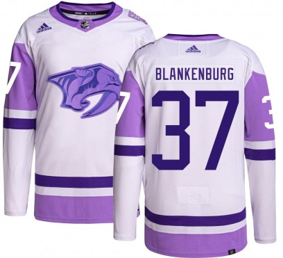 Youth Authentic Nashville Predators Nick Blankenburg Adidas Hockey Fights Cancer Jersey
