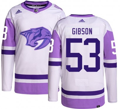 Youth Authentic Nashville Predators Andrew Gibson Adidas Hockey Fights Cancer Jersey