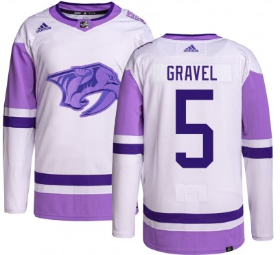 Youth Authentic Nashville Predators Kevin Gravel Adidas Hockey Fights Cancer Jersey