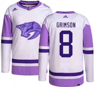 Youth Authentic Nashville Predators Stu Grimson Adidas Hockey Fights Cancer Jersey