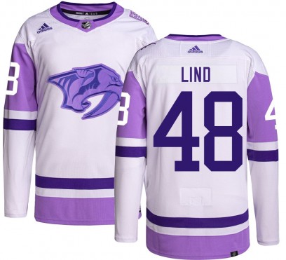 Youth Authentic Nashville Predators Kalan Lind Adidas Hockey Fights Cancer Jersey