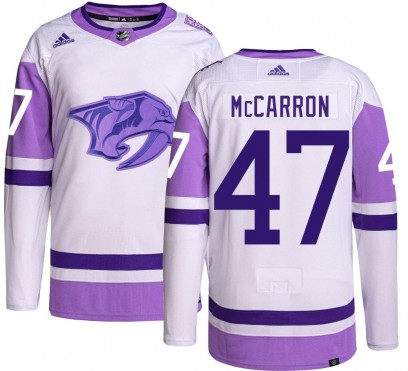 Youth Authentic Nashville Predators Michael McCarron Adidas Hockey Fights Cancer Jersey