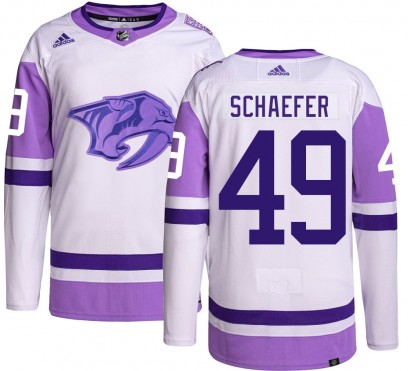Youth Authentic Nashville Predators Reid Schaefer Adidas Hockey Fights Cancer Jersey