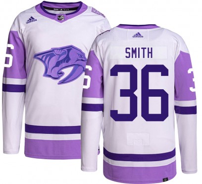 Youth Authentic Nashville Predators Cole Smith Adidas Hockey Fights Cancer Jersey