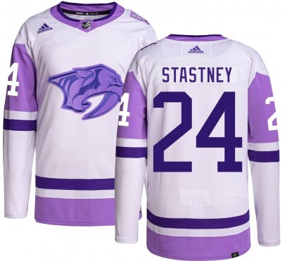 Youth Authentic Nashville Predators Spencer Stastney Adidas Hockey Fights Cancer Jersey