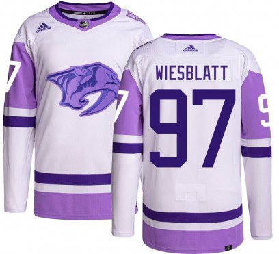 Youth Authentic Nashville Predators Oasiz Wiesblatt Adidas Hockey Fights Cancer Jersey