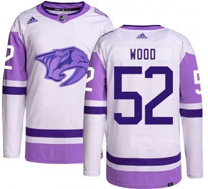 Youth Authentic Nashville Predators Matthew Wood Adidas Hockey Fights Cancer Jersey