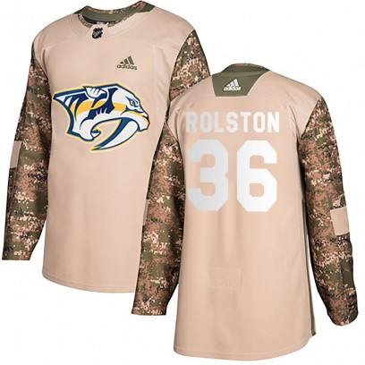 Men's Authentic Nashville Predators Ryder Rolston Adidas Veterans Day Practice Jersey - Camo