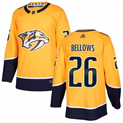 Men's Authentic Nashville Predators Kieffer Bellows Adidas Home Jersey - Gold