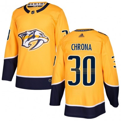Men's Authentic Nashville Predators Magnus Chrona Adidas Home Jersey - Gold