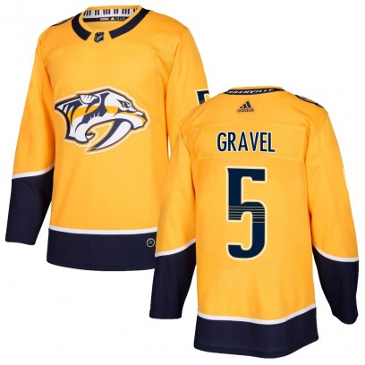 Men's Authentic Nashville Predators Kevin Gravel Adidas Home Jersey - Gold