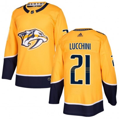 Men's Authentic Nashville Predators Jake Lucchini Adidas Home Jersey - Gold