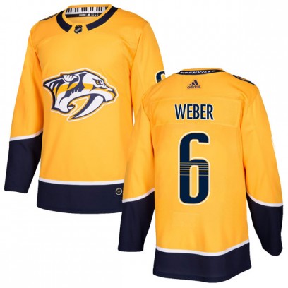 Men's Authentic Nashville Predators Shea Weber Adidas Home Jersey - Gold