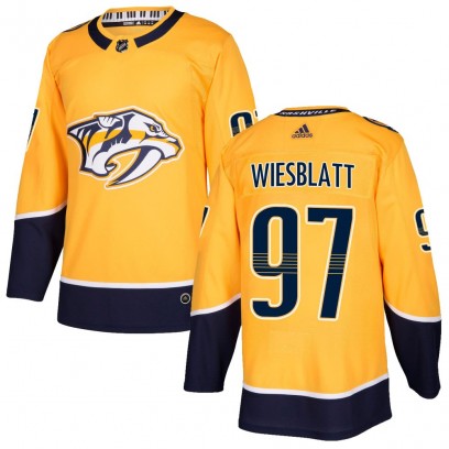 Men's Authentic Nashville Predators Oasiz Wiesblatt Adidas Home Jersey - Gold