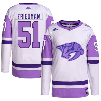 Youth Authentic Nashville Predators Mark Friedman Adidas Hockey Fights Cancer Primegreen Jersey - White/Purple