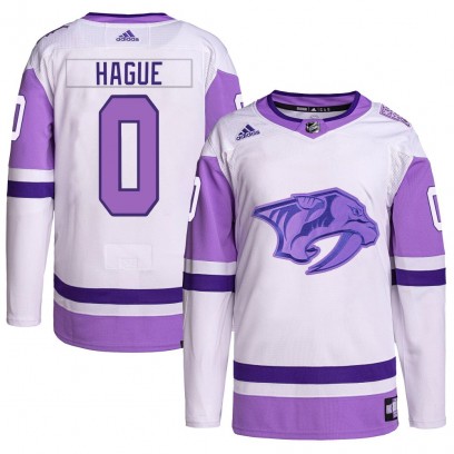 Youth Authentic Nashville Predators Nicolas Hague Adidas Hockey Fights Cancer Primegreen Jersey - White/Purple