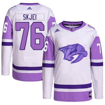Youth Authentic Nashville Predators Brady Skjei Adidas Hockey Fights Cancer Primegreen Jersey - White/Purple