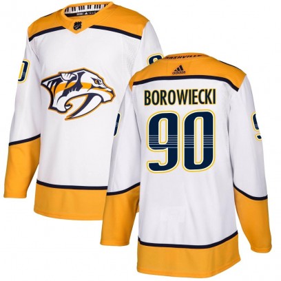 Youth Authentic Nashville Predators Mark Borowiecki Adidas Away Jersey - White