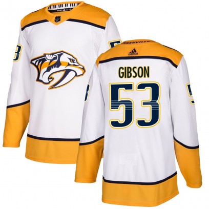 Youth Authentic Nashville Predators Andrew Gibson Adidas Away Jersey - White