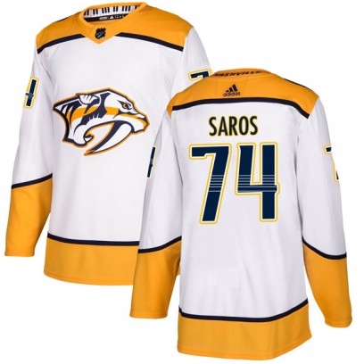 Youth Authentic Nashville Predators Juuse Saros Adidas Away Jersey - White