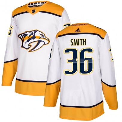 Youth Authentic Nashville Predators Cole Smith Adidas Away Jersey - White