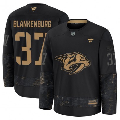 Men's Premium Nashville Predators Nick Blankenburg Fanatics 2024 Military Appreciation Practice Jersey - Black