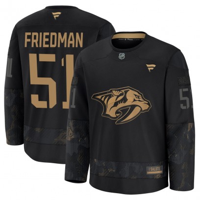 Men's Premium Nashville Predators Mark Friedman Fanatics 2024 Military Appreciation Practice Jersey - Black