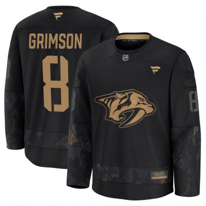 Men's Premium Nashville Predators Stu Grimson Fanatics 2024 Military Appreciation Practice Jersey - Black