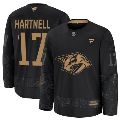 Men's Premium Nashville Predators Scott Hartnell Fanatics 2024 Military Appreciation Practice Jersey - Black