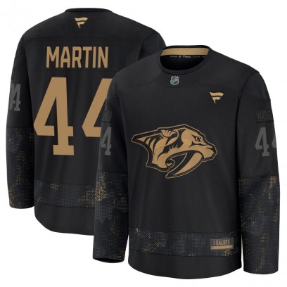 Men's Premium Nashville Predators Brady Martin Fanatics 2024 Military Appreciation Practice Jersey - Black