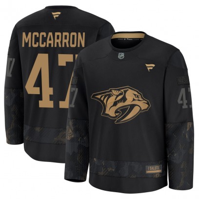 Men's Premium Nashville Predators Michael McCarron Fanatics 2024 Military Appreciation Practice Jersey - Black