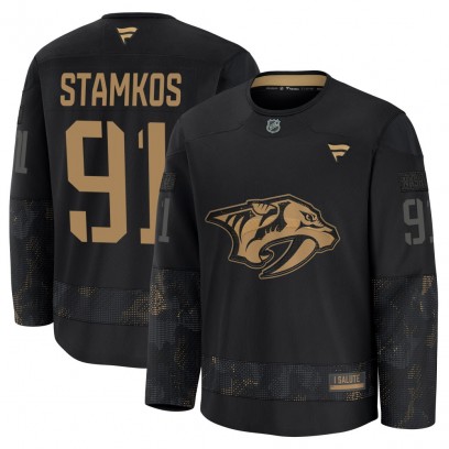 Men's Premium Nashville Predators Steven Stamkos Fanatics 2024 Military Appreciation Practice Jersey - Black