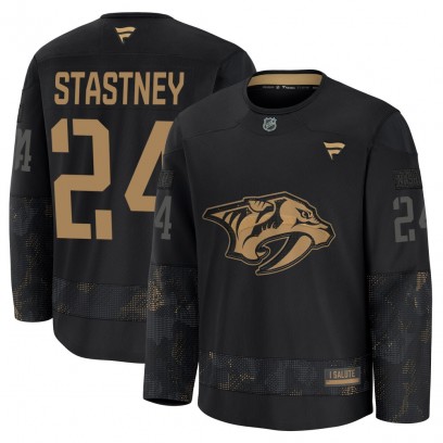Men's Premium Nashville Predators Spencer Stastney Fanatics 2024 Military Appreciation Practice Jersey - Black