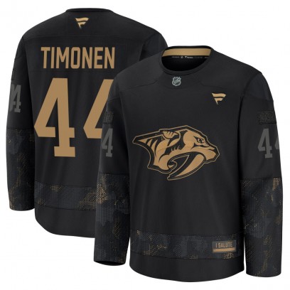 Men's Premium Nashville Predators Kimmo Timonen Fanatics 2024 Military Appreciation Practice Jersey - Black