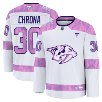 Youth Premium Nashville Predators Magnus Chrona Fanatics 2024 Hockey Fights Cancer Practice Jersey - White