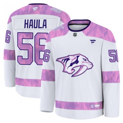 Youth Premium Nashville Predators Erik Haula Fanatics 2024 Hockey Fights Cancer Practice Jersey - White