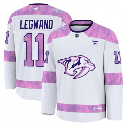 Youth Premium Nashville Predators David Legwand Fanatics 2024 Hockey Fights Cancer Practice Jersey - White